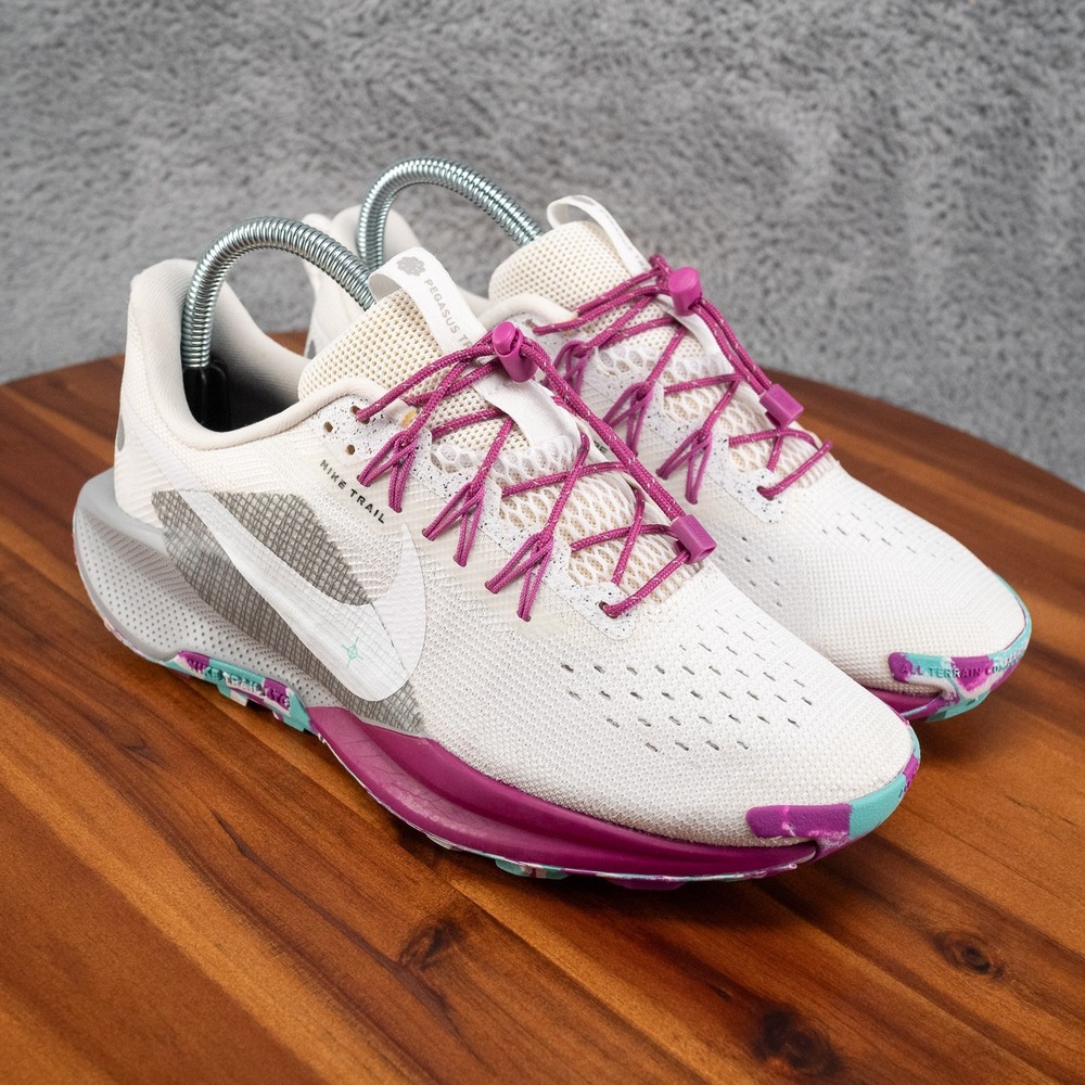 Nike Pegasus Trail 5 By You Women's Size 7.5 Trail Running Shoes White Purple